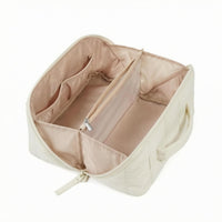 Padded Quilted Cosmetic Bag with Handle Quilted Makeup Bag Smooth Textile Travel Organizer Case