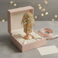 Enamel Flower Lamp Box Rhinestone Accents Decorative Lamp Trinket Box Desktop Decoration Home Decor for Desk, Dressing Table