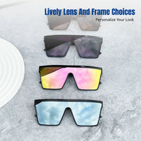 Trendy Punk Sunglasses, Large One-Piece Lens, Outdoor, Cycling, Unisex, Colorful Frame