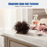 Peony Flower Feather Hair Grip Bun Fastener, Elegant High-End Fashion Accessory