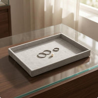 Velvet Jewelry Tray Textured Surface Accessory Storage Gray