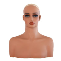 Mannequin Head with Shoulders Smooth Jewelry Display Bust Waxy Hairpiece Display Head for Jewelers