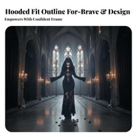 Hooded Lace Mermaid Dress Slim Fit Long Sleeve Fishtail Gown Bell Sleeves
