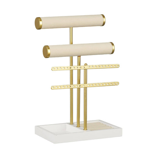 Crossbar Jewelry Stand Detachable Design 3 Tier T Bar Jewelry Stand Necklace and Earring Holder Space Saving for Women