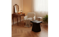 Light Luxury Design Leather Dressing Table Stool Comfortable Seating Upholstered Saddle Stool Sturdy Construction Backless Makeup Chair High-Density Foam Cushion for Bedroom, Entryway, Study, Living Room