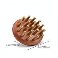 Wooden Massage Brush with Brass Pins Compact Brass Pin Massager Full Body
