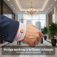 Mirror Inlay Cufflinks High Quality Round Gold Cufflinks Ideal Gift for Business