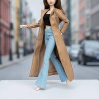 Doll Coat with Pants Flared Doll Jacket and Pants Set Handmade for Dress-up Play