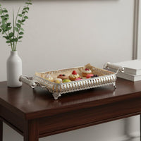 Metal Serving Tray Silver Rectangular Serving Tray Easy to Clean