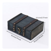 Vintage Jewelry Box Brass-Tone Nails Dark Blue-Black Wooden Jewelry Box