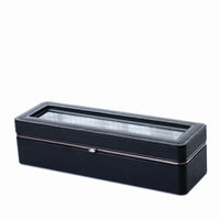 6-Slot Watch Box Flocked Interior 6-Slot Watch Case Stitched Trim