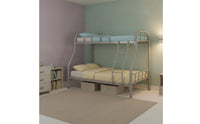 Space-Saving Metal Bunk Bed Heavy Duty Bunk Bed with Guardrails Slatted Furniture Compact for Teens, Kids