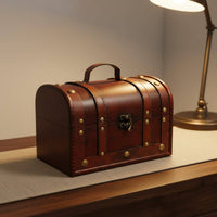 Vintage Wooden Box Decorative Wooden Keepsake Box with Lock Retro Treasure Chest Versatile Antique Design Chest