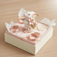 Enamel Bunny Trinket Box Hand Painted Floral Hare Jewelry Box Zinc Alloy Home Decor for Dresser