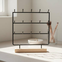 Earring Display Rack Large Capacity Wood Base Jewelry Tree Minimalist Design