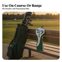 Green and White Golf Club Head Cover Black Tab Sports Gear for Golfers