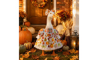 Thanksgiving Goose Outfit Lace Collar Porch Goose Outfit Puff Sleeves