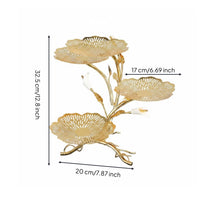 Gold Lotus Frond Serving Stand Light Luxury Design Multi-Tier Dessert Display