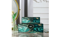 2 Pieces Jewelry Box with Hinged Lid Tabletop Storage Decorative for Gift