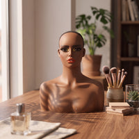 Mannequin Head with Shoulders Bald for Retail Stores, Jewelers