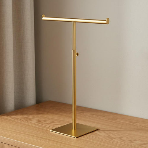 Stainless Steel T-Shaped Display Stand Stable Base T Bar Display Stand Minimalist Design for Retailers, Boutique Owners, Craft Fair, Closet