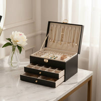 Pu Leather Jewelry Box Gift-Ready Quilted Jewelry Storage Box Scratch-Resistant
