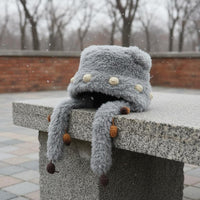 Knitted Earflap Trapper Hat Ear Protection Earflap Knit Hat Face Slimming