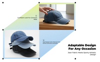 Denim Sport Cap, Adjustable, Unisex, Plain, Relaxed
