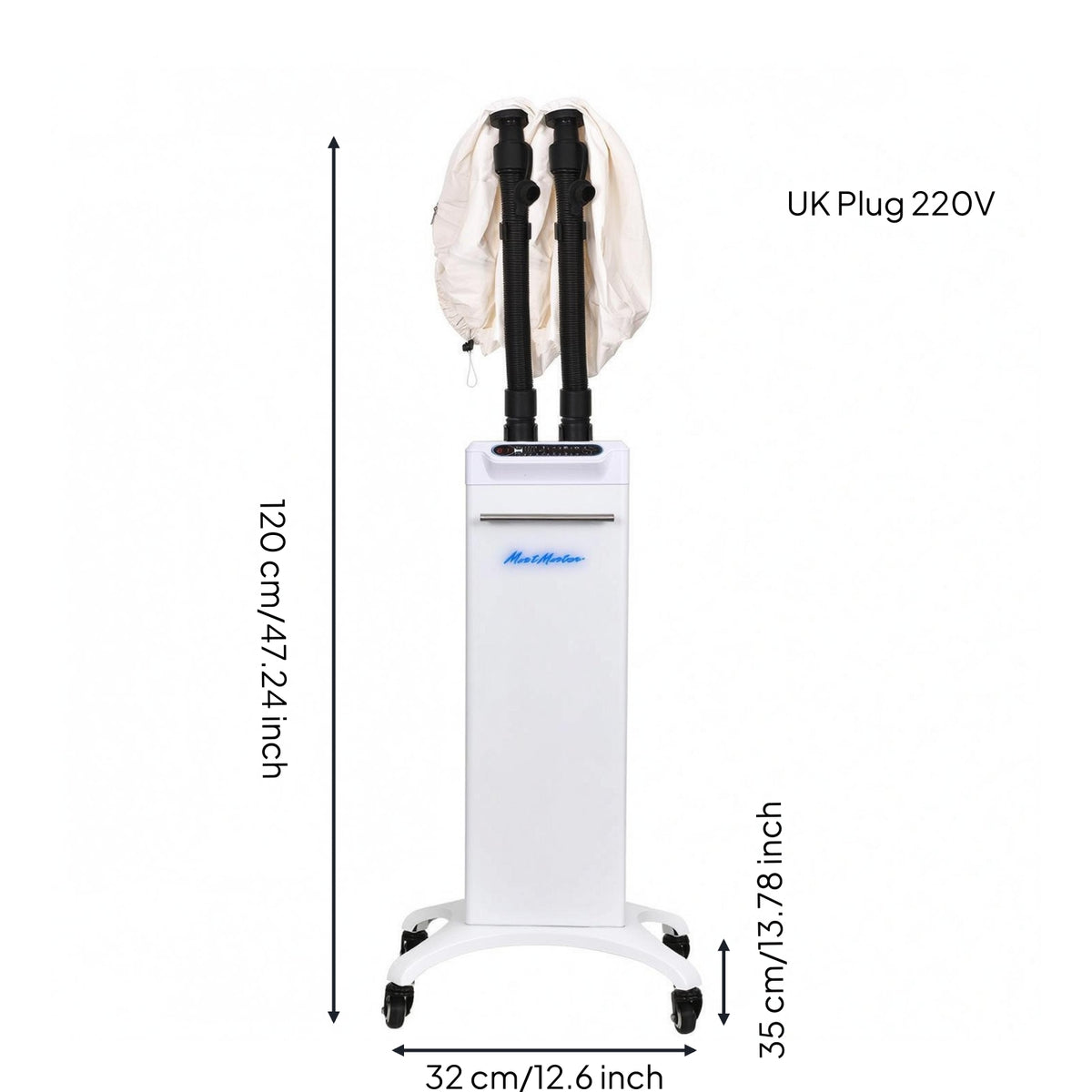 Floor Standing Hair Steamer Drain Reservoir Hooded Hair Steamer Salon Equipment 500 W Rolling Wheels