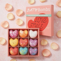 9 Pieces Gift Box Bath Set Separate Compartments Heart Bath Speckled