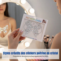 Eco-Friendly Acrylic Crystal Chest Sticker, Body Decoration, Party