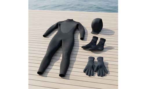 3mm One-Piece Wetsuit with Hood Thermal Full-Body Wetsuit Cold-Water Long Sleeve Snug for Snorkeling