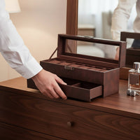 Two-Tier Watch Box Clear Lid Storage Furniture Velvet Velvet-Lined Interior