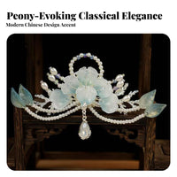 Peony Flower Headpiece Elegant Design Chinese Design Hair Crown Traditional Chinese Attire Hair Accessory Handmade Bead Flower