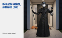 Halloween Plague Doctor Costume, Adult Medieval Steampunk, Black Crow Beak Mask, Cosplay Outfit