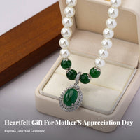 Pearl and Green Stone Necklace Mother's Day Gift Mineral Pearl Necklace