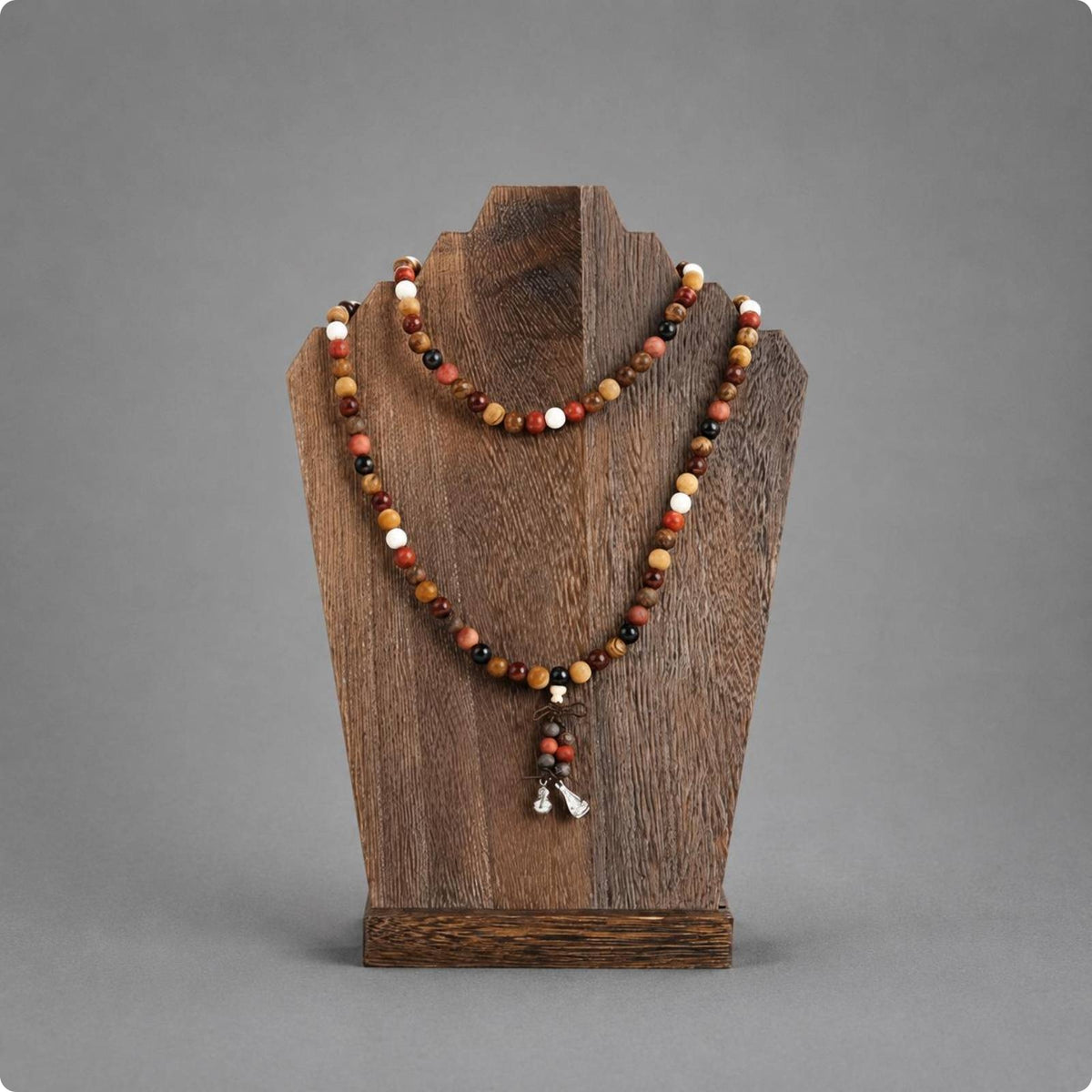 Necklace Bust Stand Dark Brown Wooden Necklace Stand Retro