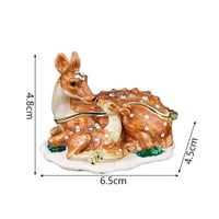 Mother and Baby Deer Box Compact Size Deer Jewelry Box Hand Painted for Dresser