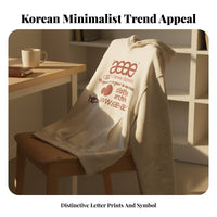 Letter Print Hoodie, Unisex, Long Sleeve, Korean Style, Loose Fit
