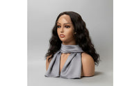 Female Manikin Head with Shoulders PVC Material Realistic Mannequin Head with Shoulders Pierced Ears Hairpiece Display Bust for Retail Store