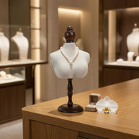 Necklace Bust Display Stand Wood-Tone Necklace Display Bust Torso-Shaped