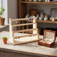 Natural Wood Wooden Jewelry Display Stand Space Saving Bracelet Holder Display Easy to Assemble for Market Stall, Retail Retailer