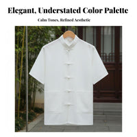 Linen Tang Suit, Men's Chinese Style Summer Short Sleeve, Relaxed Fit