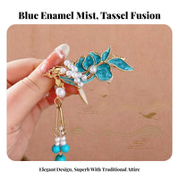 Chinese Design Tassel Hair Fastener Elegant Design Traditional Chinese Attire Tassel Hairpin Enamel Bead Barrette Handmade