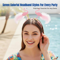 Flamingo Palm Tree Headband, Hawaiian Exotic Beach, Floral Party Hairband, Random Design