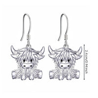 Cute Animal Charm Earrings Creative Design Shaggy Cattle Earrings Silvery Fashion Jewelry for Women, Party, Festival