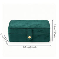 Velvet Jewelry Box Compact Jewelry Box with Snap Button Multi-Compartment