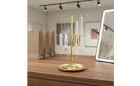 2-Tier Jewelry Stand Metal Construction Tabletop Jewelry Tree for Dresser, Women