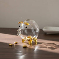 Clear Glass Piggy Bank Small Size Glass Piggy Bank Mini Pig Coin Box Sleek Feel Transparent Piglet Figurine for Nursery