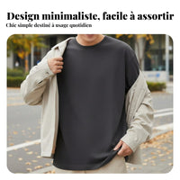 Plain Round Neck Long Sleeve T-Shirt, Heavyweight Combed, Autumn, Bulk